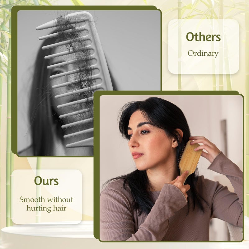 BOHUIZ 20 Pcs Bamboo Hair Brush, Bulk Wooden Hair Brush Anti-Static Wooden Paddle Brush for Scalp Massage Detangling DIY Engraving Gifts for Women Men Kids All Hair Types - Image 3